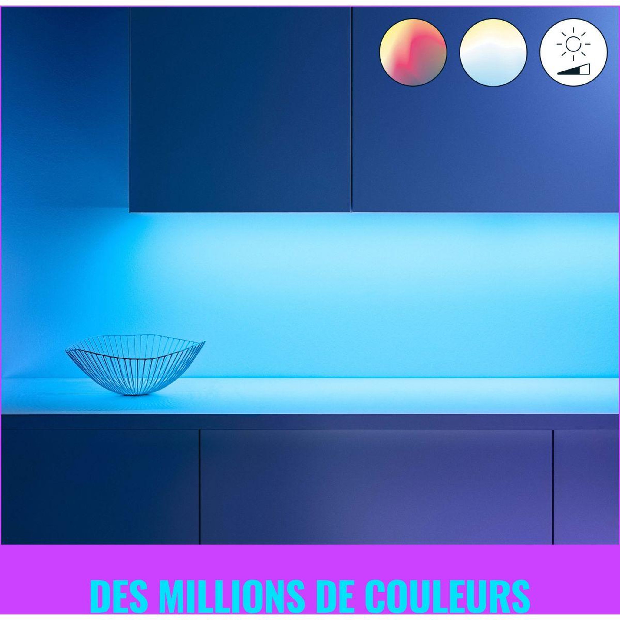 Voir la diapositive 3 : WIZ Bandeau led rgb couleur 2m ultra lumineux 1600lm