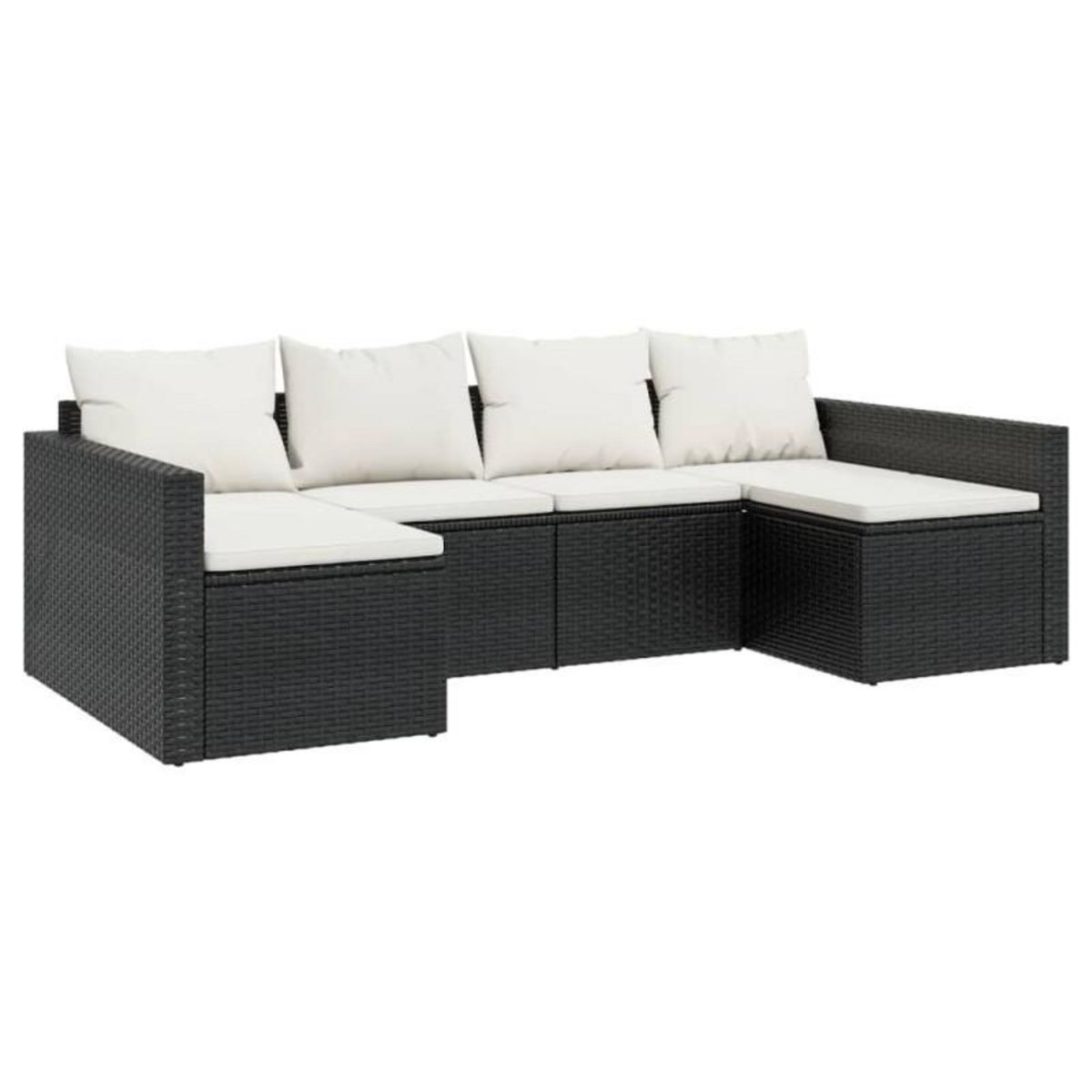 VIDAXL Salon de jardin 2 pcs avec coussins Noir Résine tressée