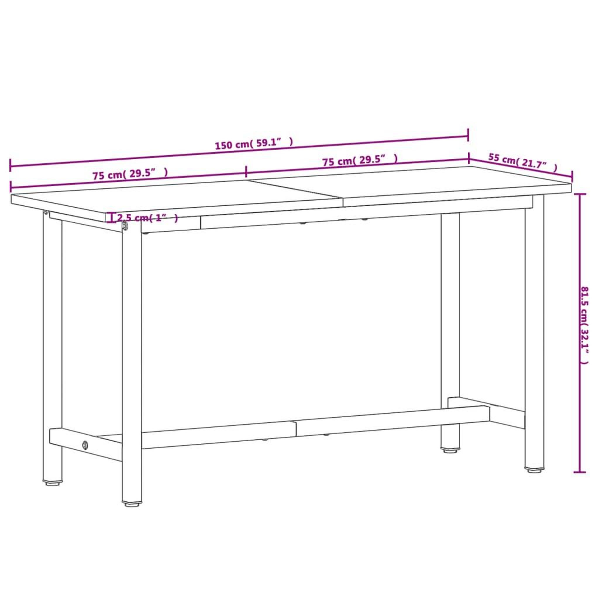 Voir la diapositive 6 : VIDAXL Etabli 150x55x81,5 cm bois massif de hetre et metal