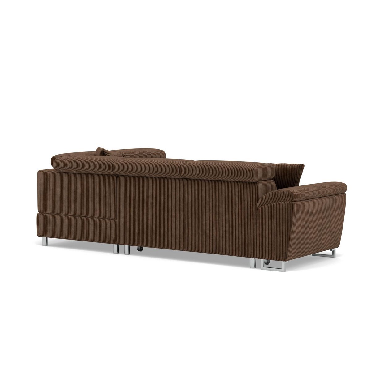 BEST MOBILIER Baoji - canapé d'angle droit 5 places convertible avec têtières et coffre en velours côtelé