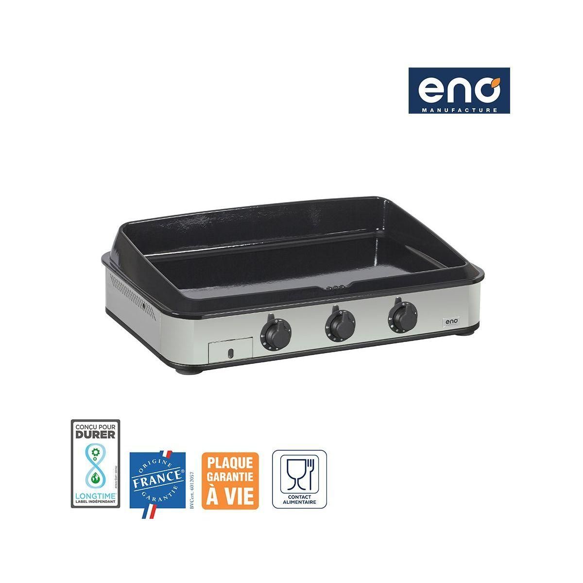 Eno Plancha gaz 80 cm Inox 3 brûleurs à poser, 69x40 cm