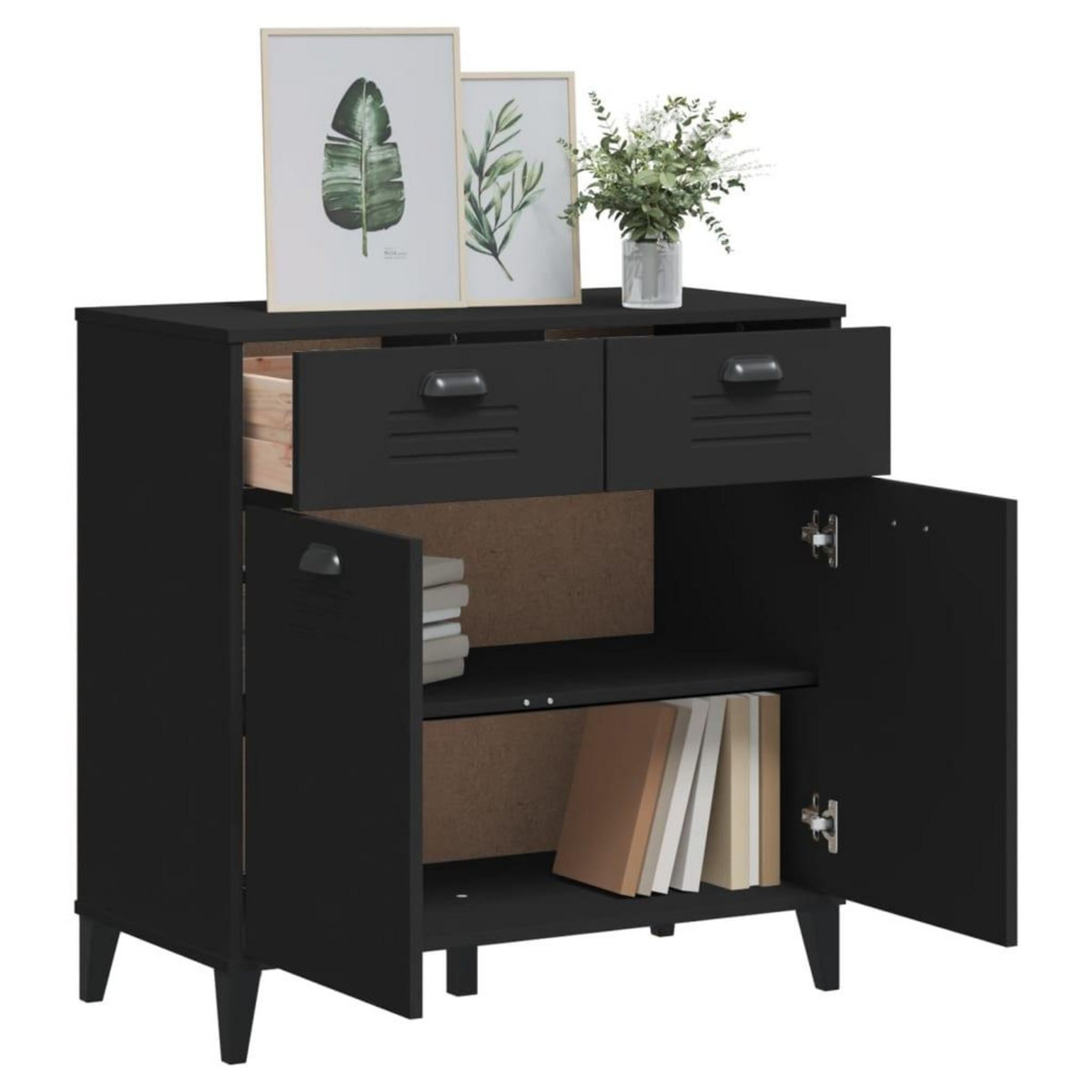VIDAXL Buffet VIKEN noir 80x40x80 cm bois d'ingenierie