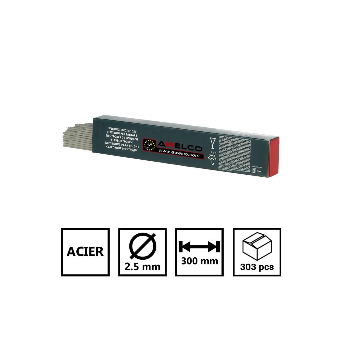 Awelco Lot de 303 Electrodes Acier 2,5 x 300mm Baguettes enrobées Soudure toutes positions AWELCO