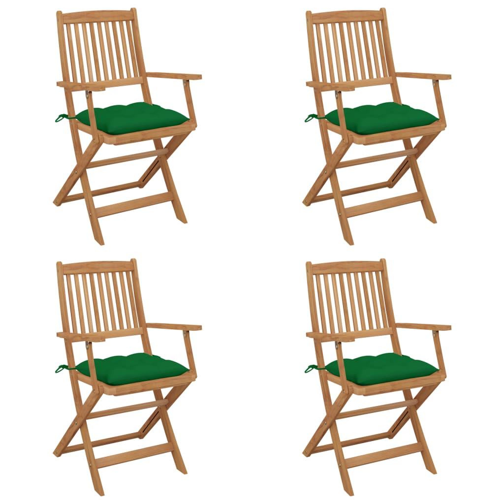 Voir la diapositive 1 : VIDAXL Chaises pliables de jardin lot de 4 avec coussins Bois d'acacia
