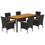 Voir la diapositive 2 : VIDAXL Ensemble a manger de jardin et coussins 7pcs noir rotin acacia