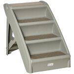 PAWHUT Escalier pour chien pliant 4 marches antidérapantes 10 Kg max. PP gris