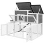 Voir la diapositive 5 : PAWHUT Clapier niche haute double toit ouvrant rampe enclos 3 portes bois blanc gris