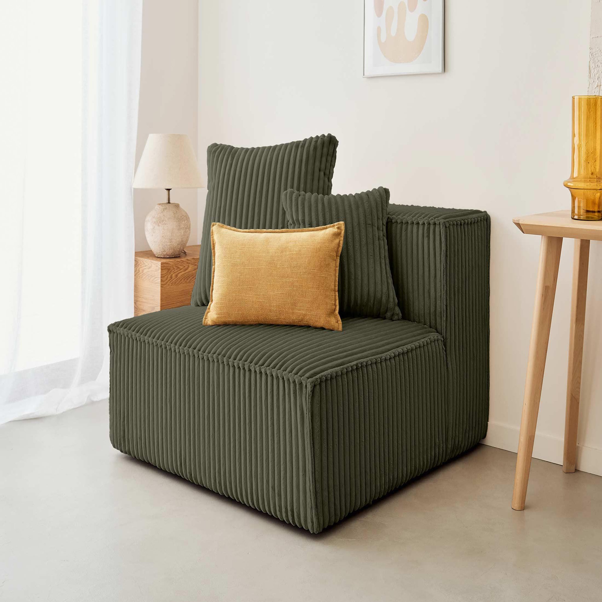 Voir la diapositive 1 : LISA DESIGN Colombine - module d'assise - en velours côtelé grosses côtes