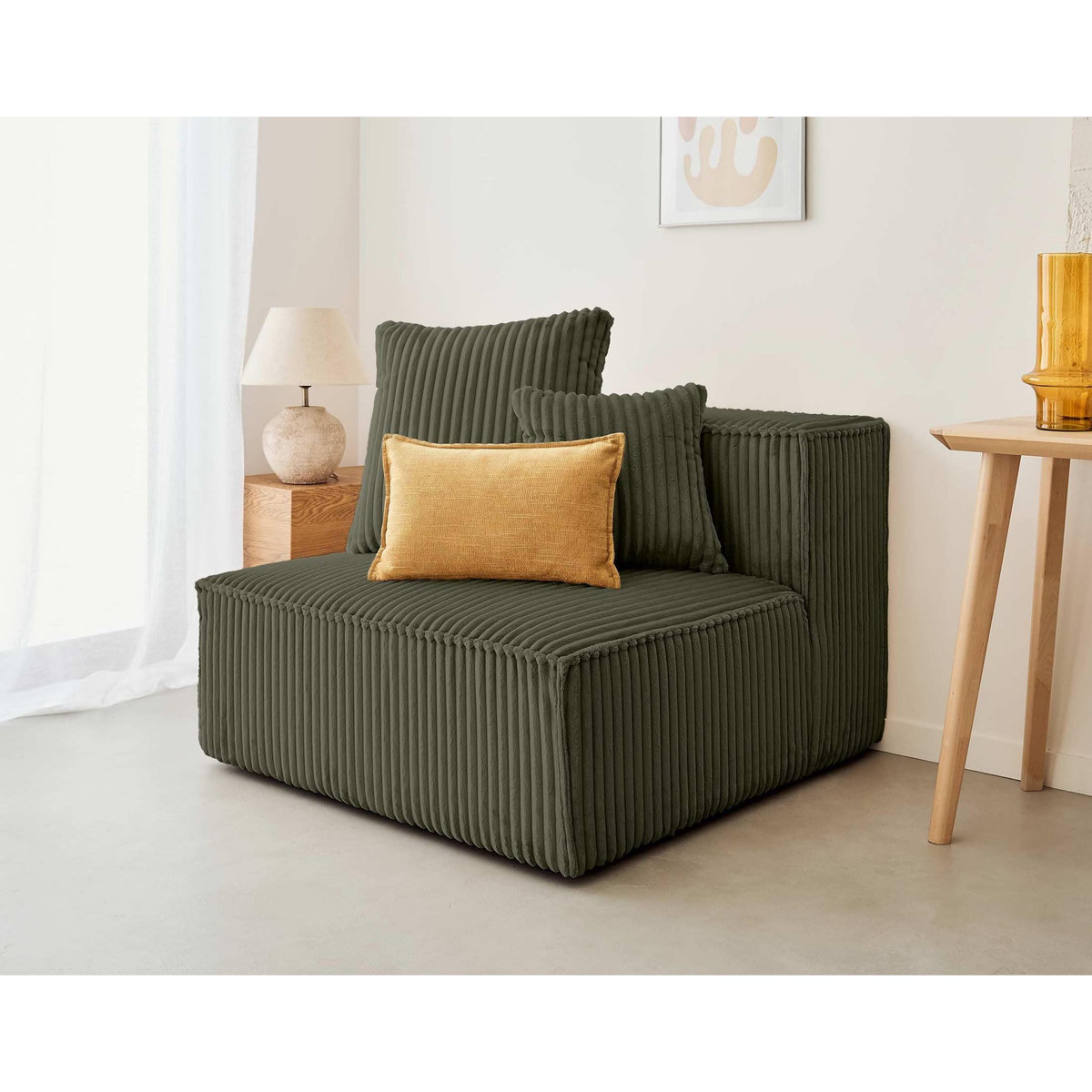 LISA DESIGN Colombine - module d'assise - en velours côtelé grosses côtes