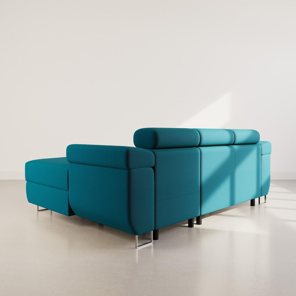 BEST MOBILIER Pablo - canapé d'angle droit - 6 places - convertible avec coffre et têtières réglables - en velours