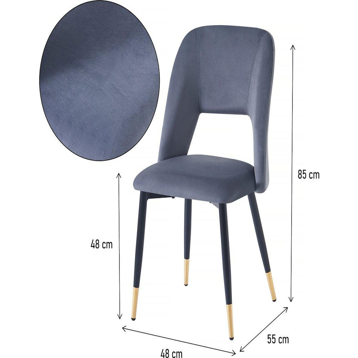 Habitat et Jardin Lot de 2 chaises en velours  Coralie  - Gris