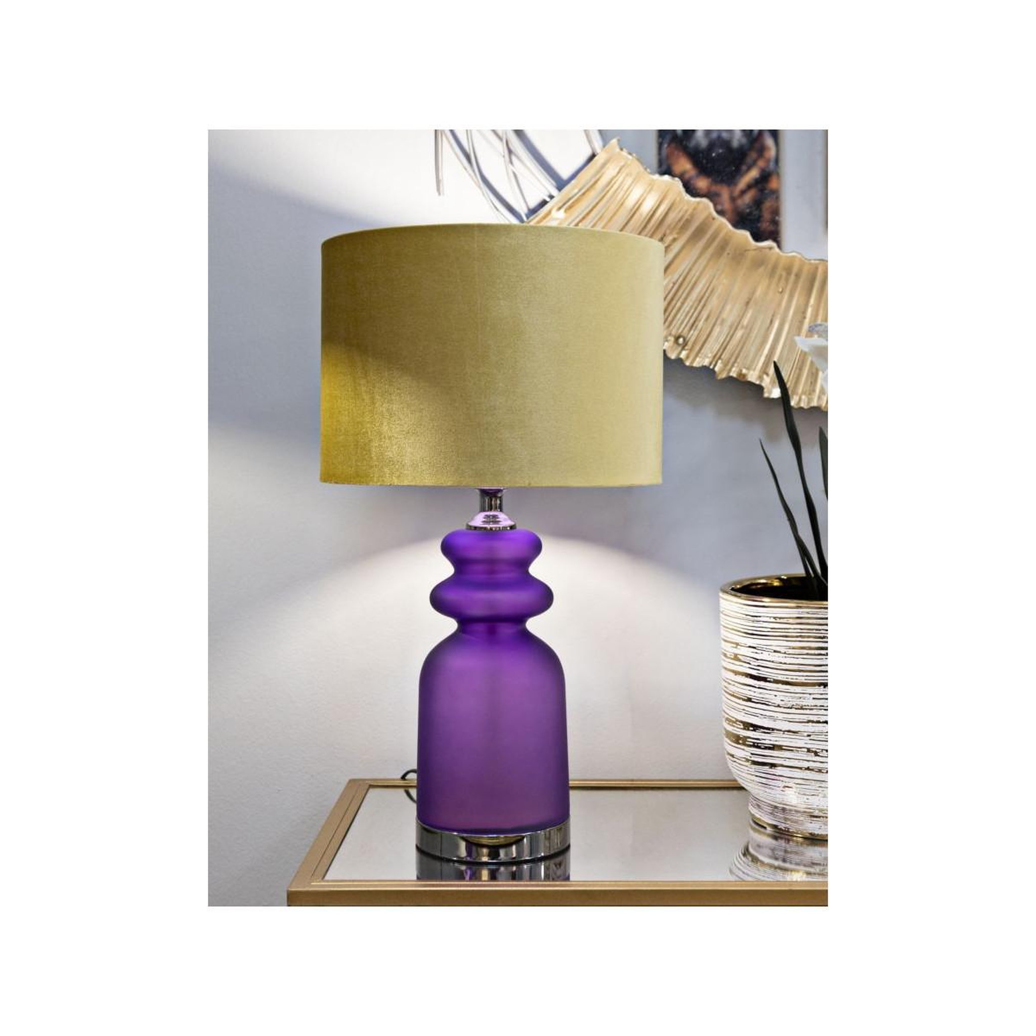 Voir la diapositive 5 : Paris Prix Lampe à poser en verre  milva two  57cm violet & or