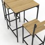 Voir la diapositive 5 : ID MARKET Ensemble table de bar carrée DETROIT 60 cm et 2 chaises de bar design industriel