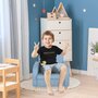 HOMCOM Fauteuil enfant design scandinave grand confort accoudoirs assise dossier garnissage mousse haute densité piètement bois caoutchouc lin bleu