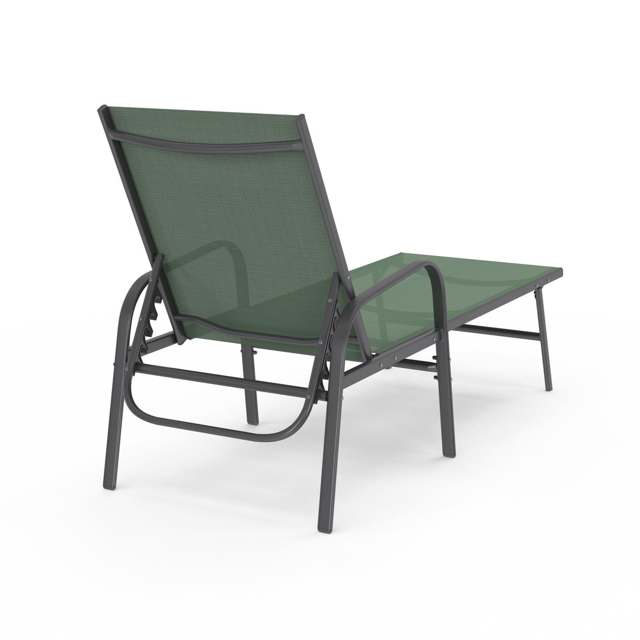 Voir la diapositive 5 : ID MARKET Lot de 2 transats de jardin inclinables FIDJI en acier et toile vert olive
