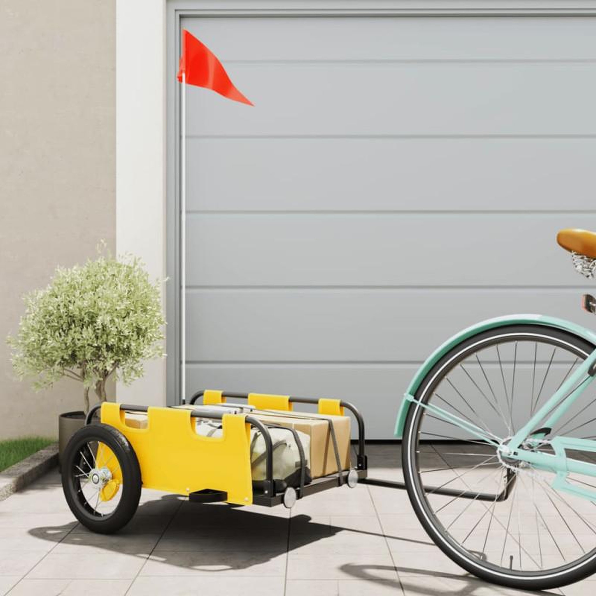 VIDAXL Remorque de vélo jaune tissu oxford et fer