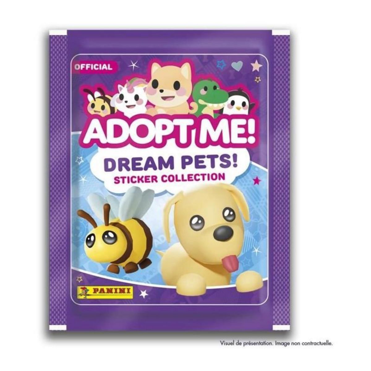 Panini Pack de démarrage - PANINI - Adopt Me! Roblox - Album + 2 pochettes - 1 carte édition limitée - 10 stickers