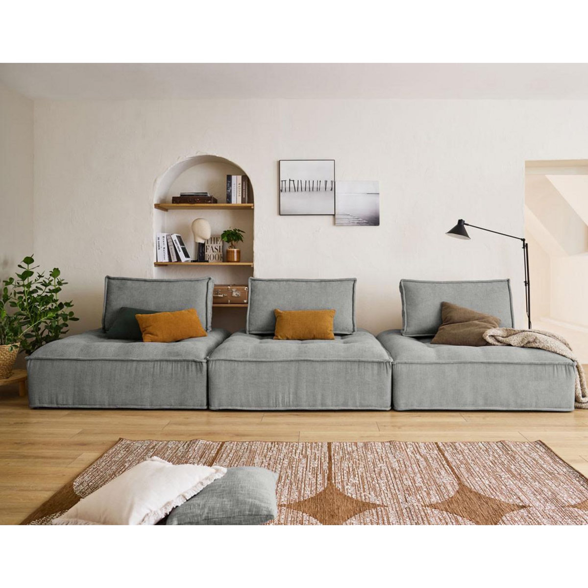 LISA DESIGN Marisol - canapé modulable droit 3 places - velours texturé