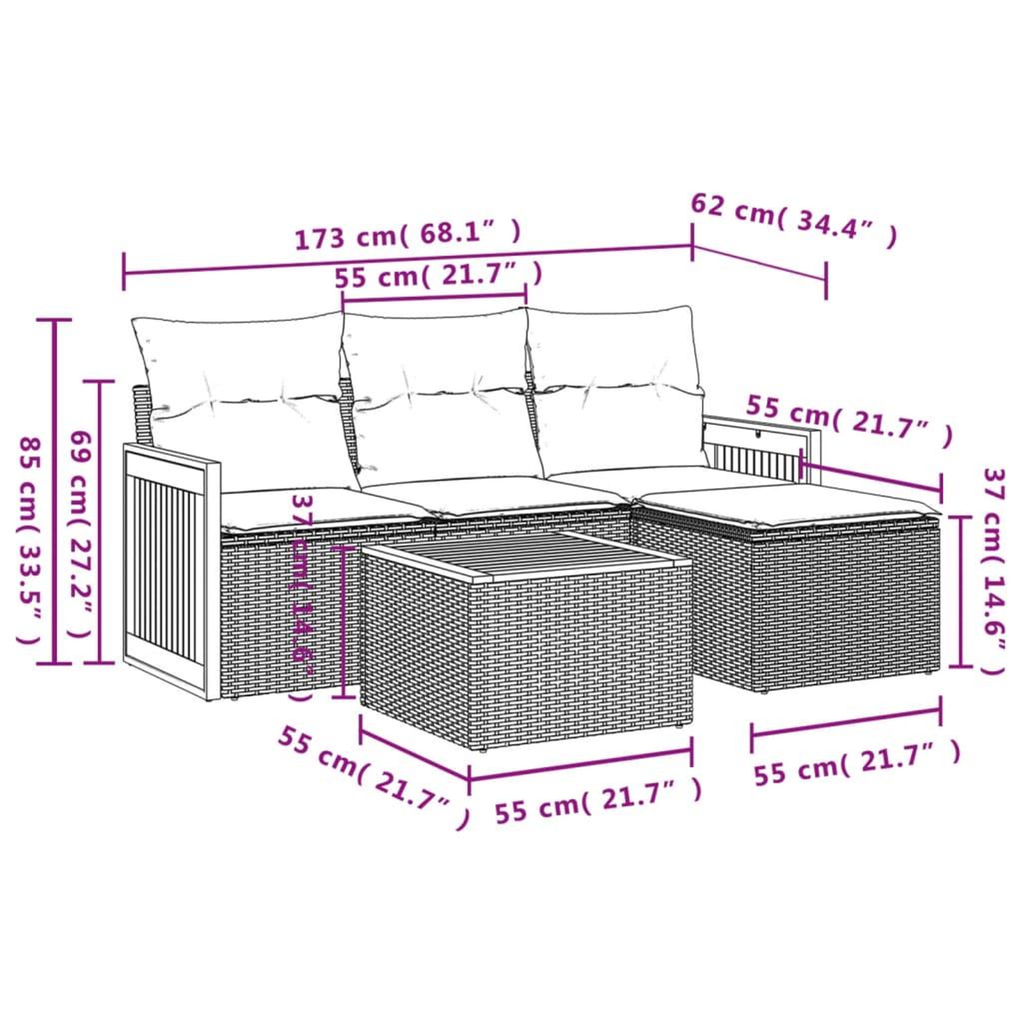 Voir la diapositive 6 : VIDAXL Salon de jardin 5 pcs avec coussins noir resine tressee
