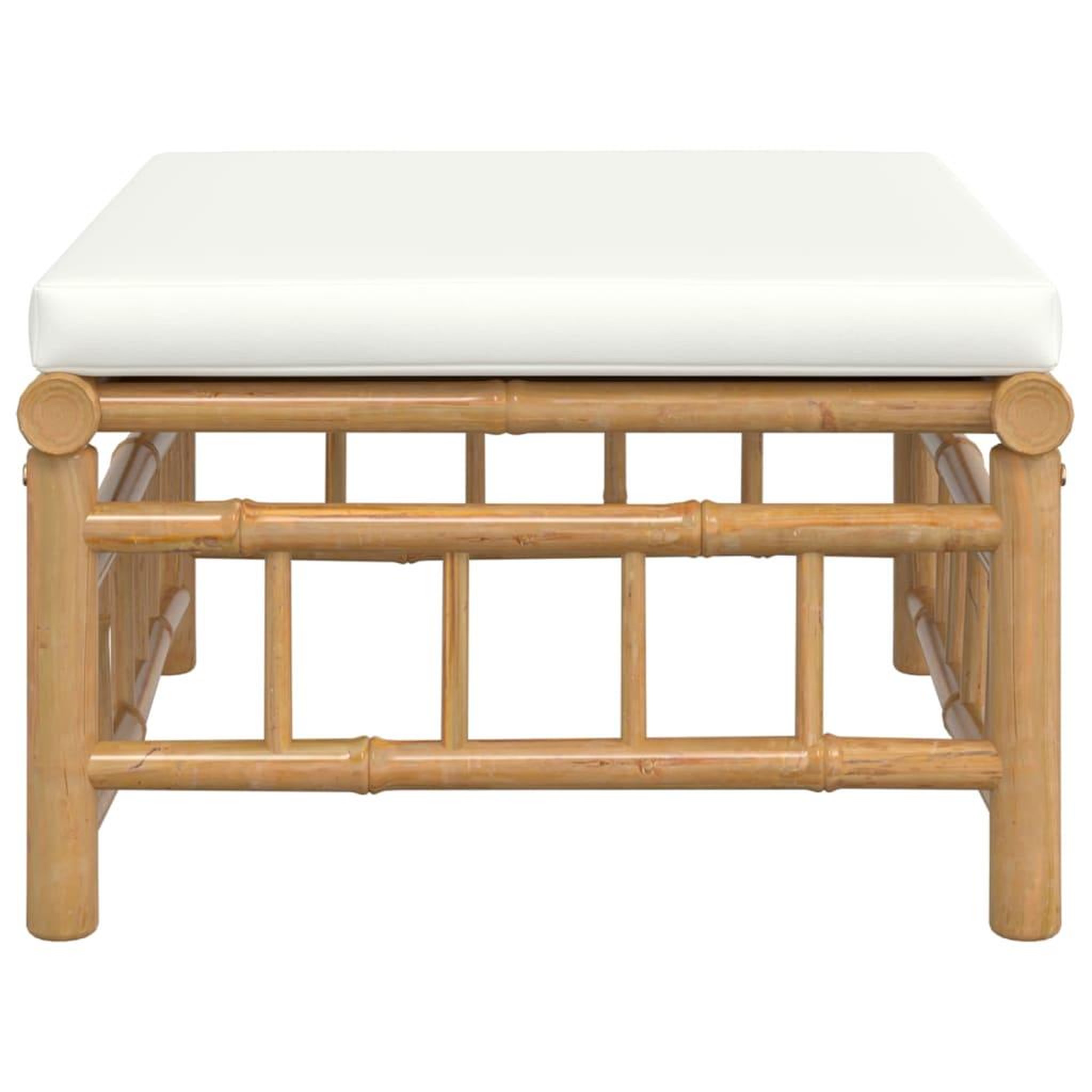 Voir la diapositive 3 : VIDAXL Repose-pieds de jardin avec coussin blanc creme bambou