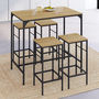 Voir la diapositive 2 : ID MARKET Ensemble table haute de bar DETROIT 100 cm et 4 tabourets bois et métal noir design industriel