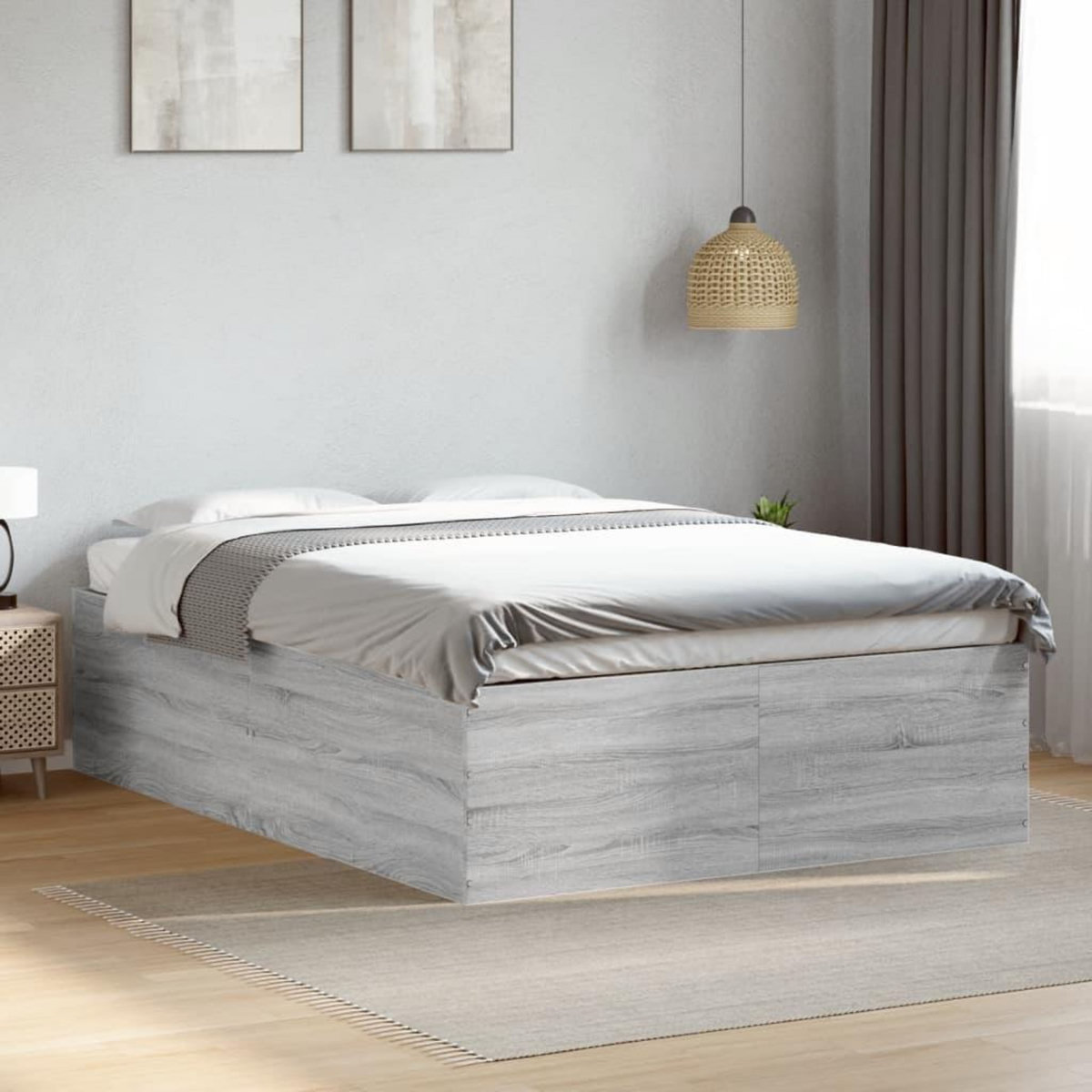 VIDAXL Cadre de lit sans matelas sonoma gris 140x190 cm