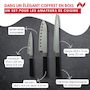Voir la diapositive 3 : Fackelmann Coffret de 3 couteaux style Japonais en acier Santoku, Gyuto et Honesuki