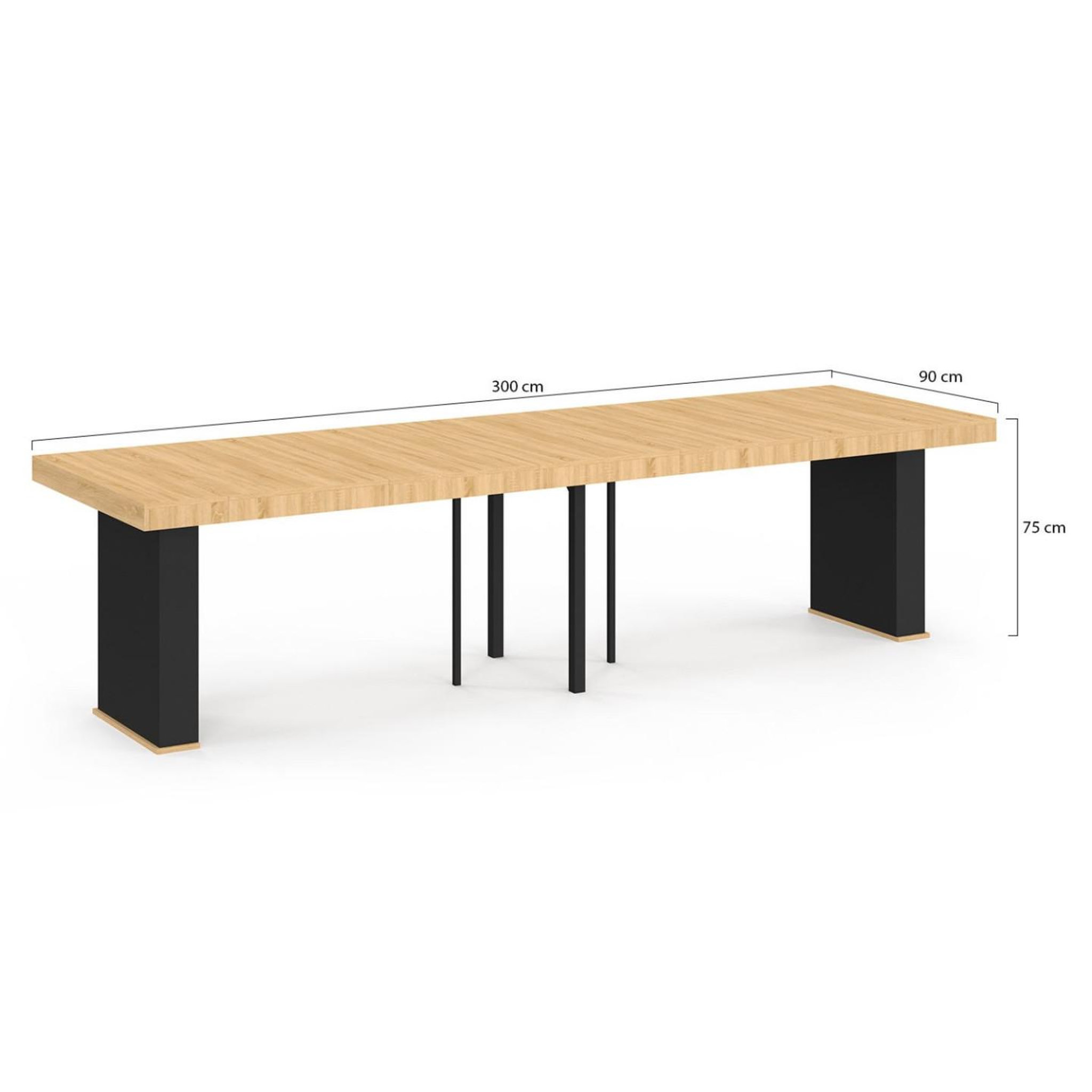 Voir la diapositive 6 : ID MARKET Table console extensible eden 14 personnes 300 cm bois et noir
