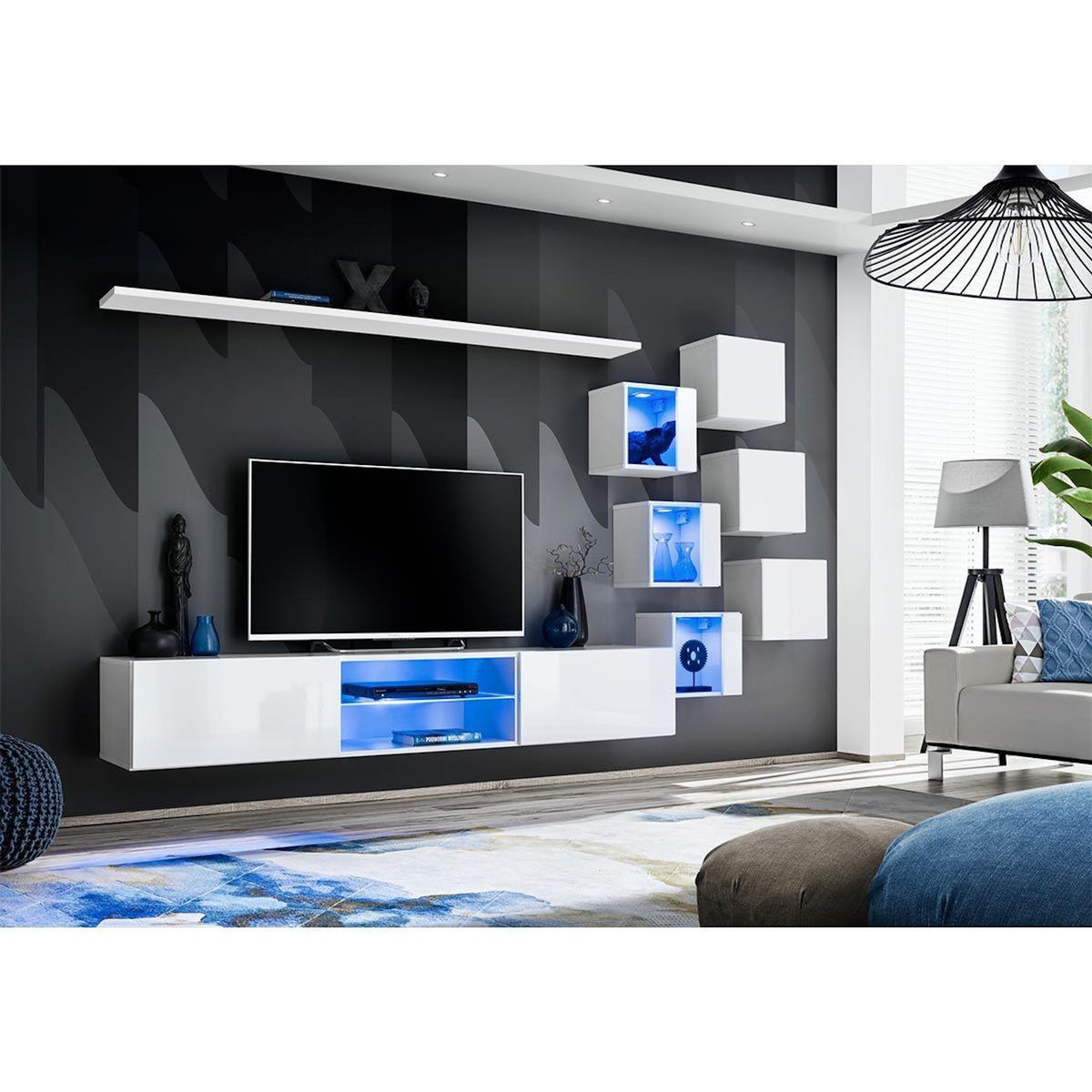 Paris Prix Ensemble Meuble TV Design  Switch XXI  260cm Blanc