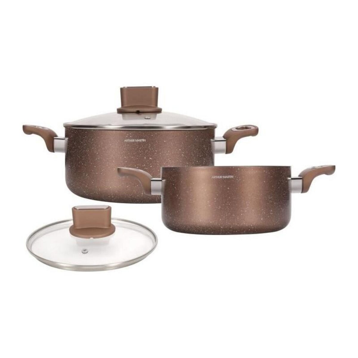 Arthur Martin Set de marmites - ARTHUR MARTIN - AM9820 - 20-24 cm avec couvercle en verre - Aluminium - Tous feux dont induction