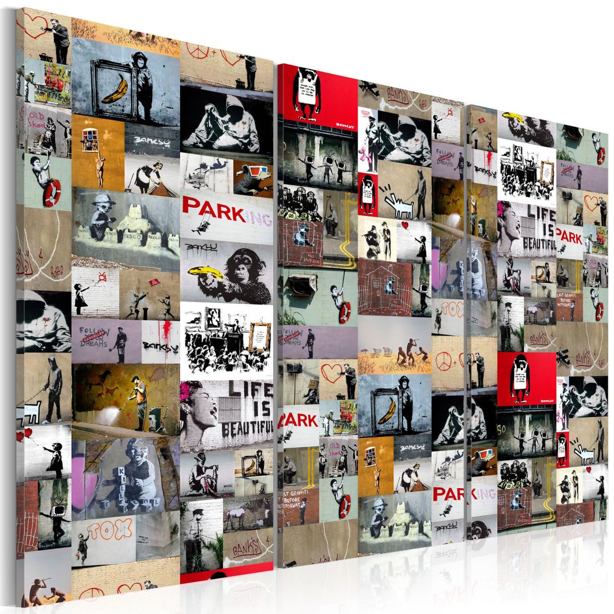 Voir la diapositive 1 : Paris Prix Tableau imprimé  art of collage - banksy iii