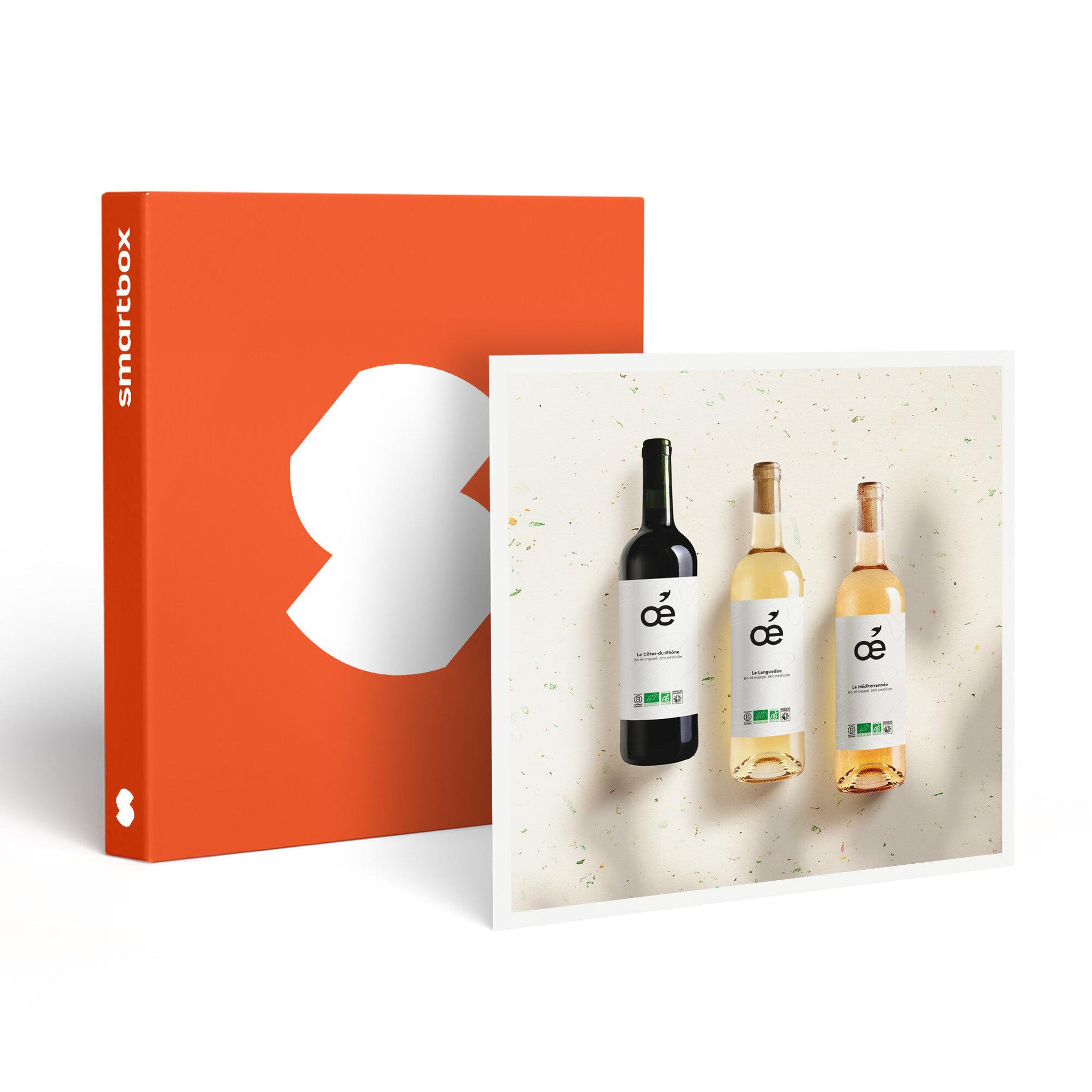 Smartbox Coffret de 3 bouteilles de vin bio livrées à domicile - coffret cadeau gastronomie
