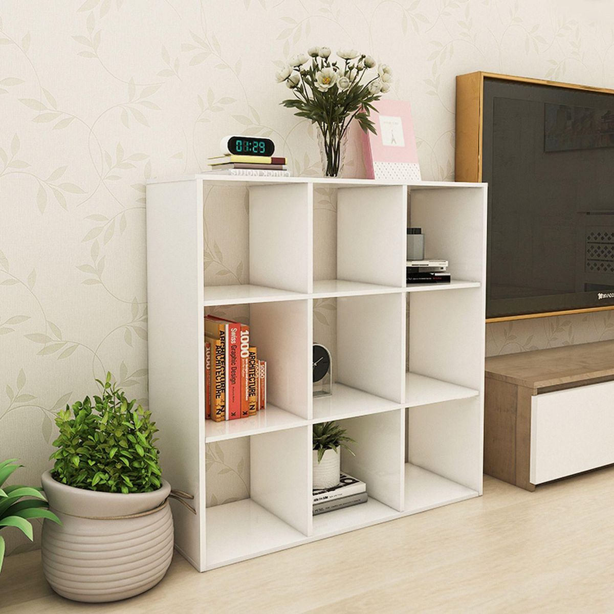 TOILINUX Etagère 9 cases - 104x29x108cm - Blanc