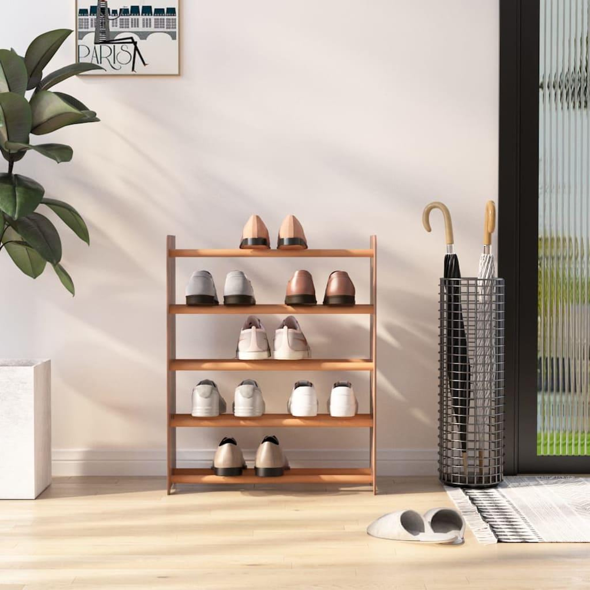 Voir la diapositive 1 : VIDAXL Etagere a chaussures Marron 65x24x81 cm Bois d'ingenierie