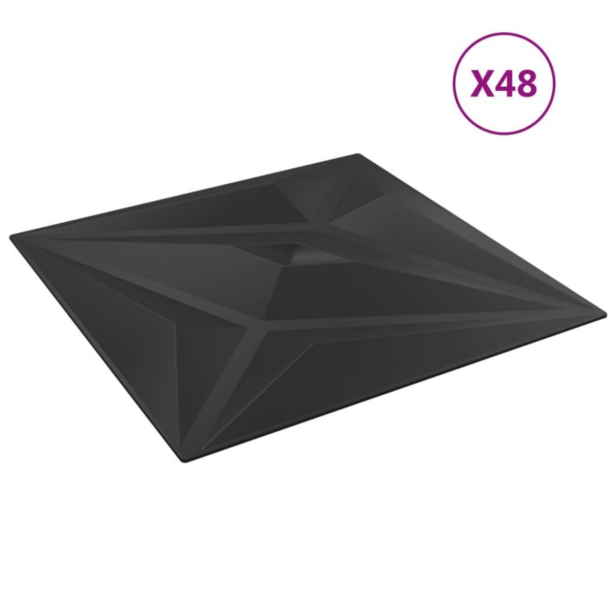 VIDAXL Panneaux muraux 48 pcs noir 50x50 cm XPS 12 m² etoile