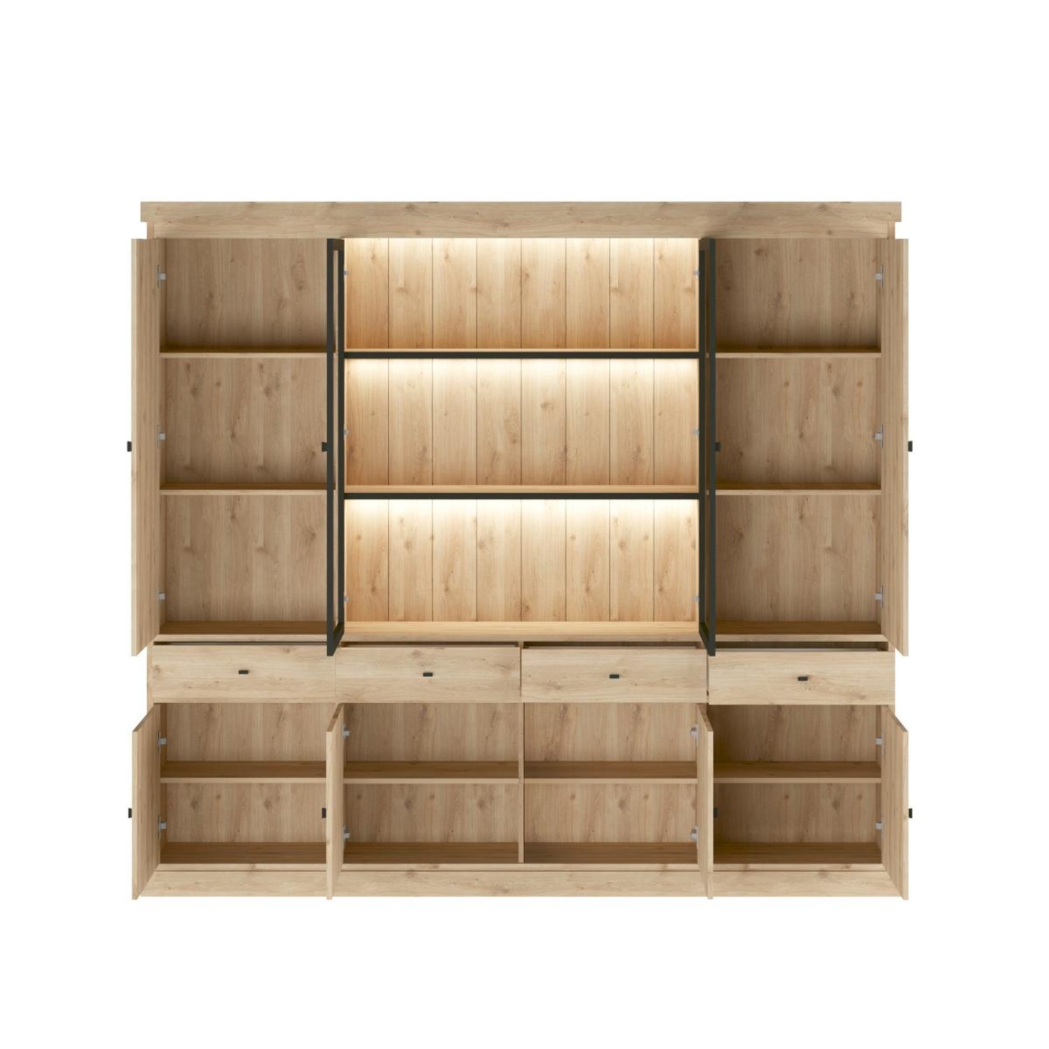 Voir la diapositive 3 : JLC KREATION Vaisselier en bois 4 portes dont 2 vitrées VALENTINE