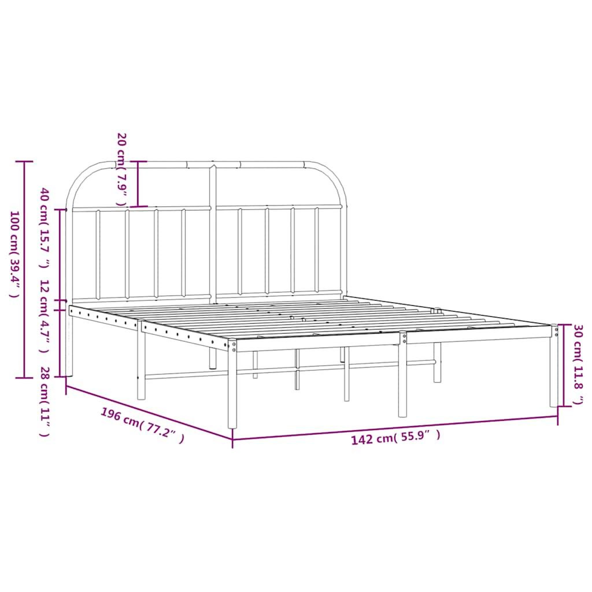 Voir la diapositive 6 : VIDAXL Cadre de lit metal sans matelas avec tete de lit noir 135x190cm