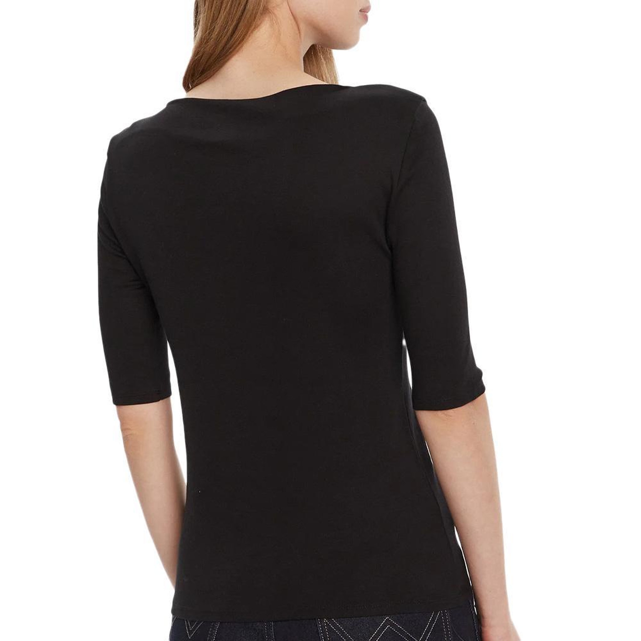 Voir la diapositive 2 : CALVIN KLEIN JEANS T-Shirt Noir Femme Calvin Klein Jeans Half Supima Boat