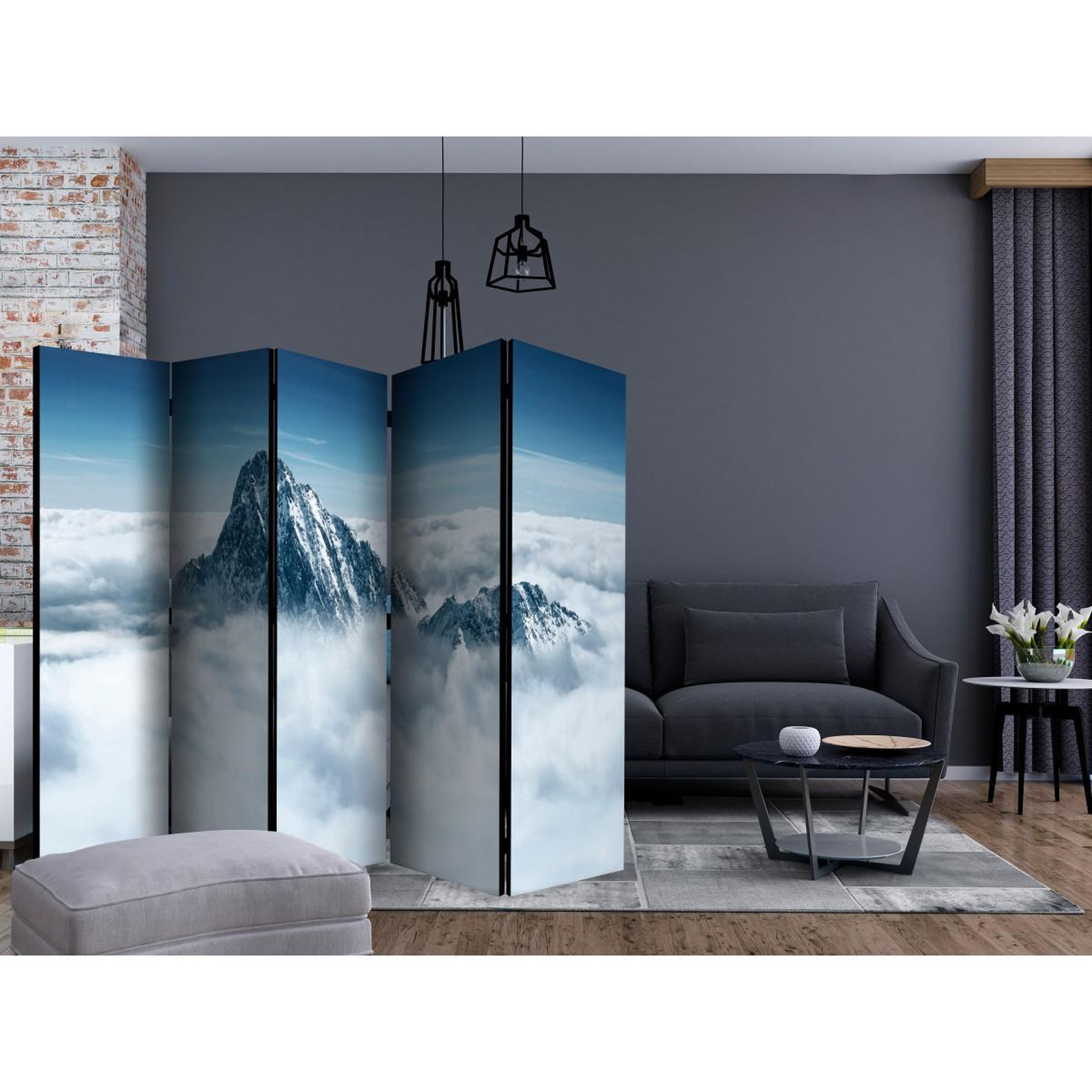 Voir la diapositive 2 : Paris Prix Paravent 5 volets  mountain in the clouds  172x225cm