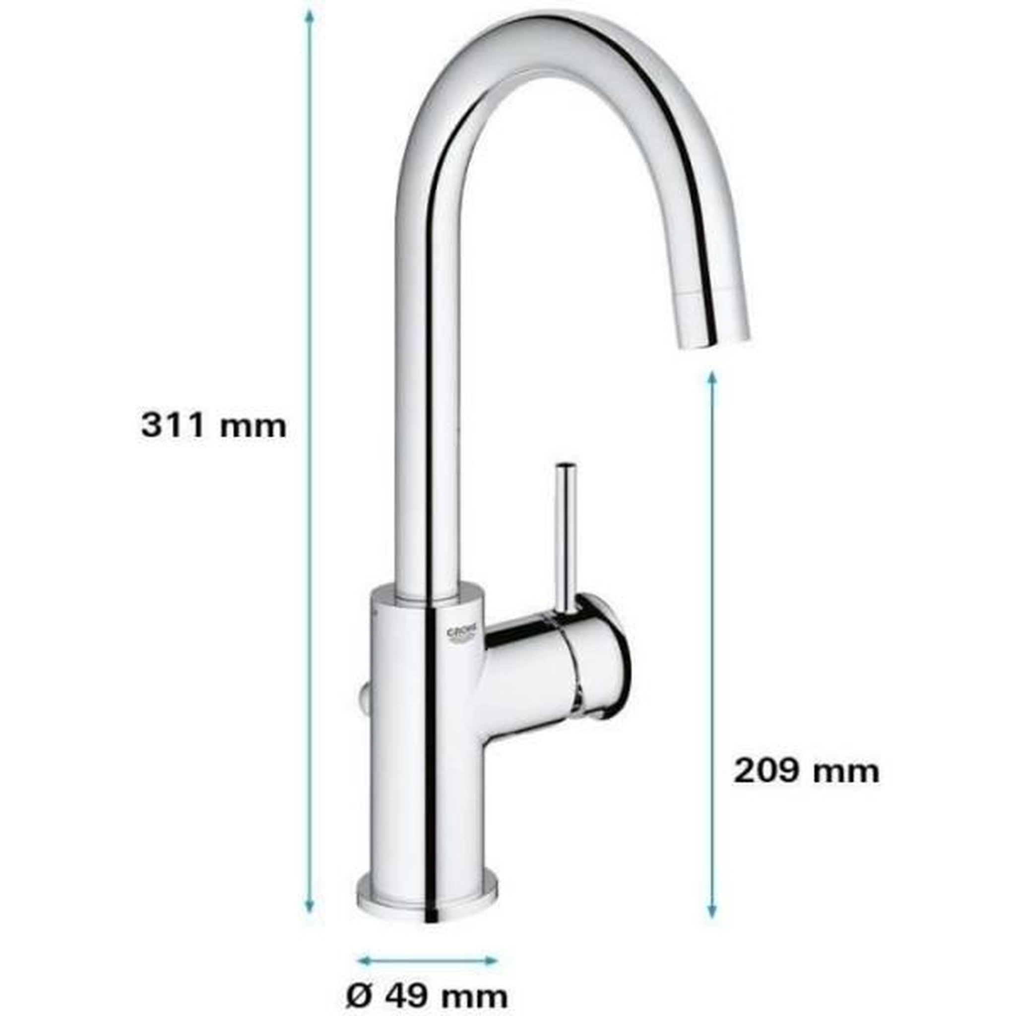 Voir la diapositive 5 : Grohe Mitigeur monocommande lavabo - grohe - taille l - chromé - pivotant - economie d'eau