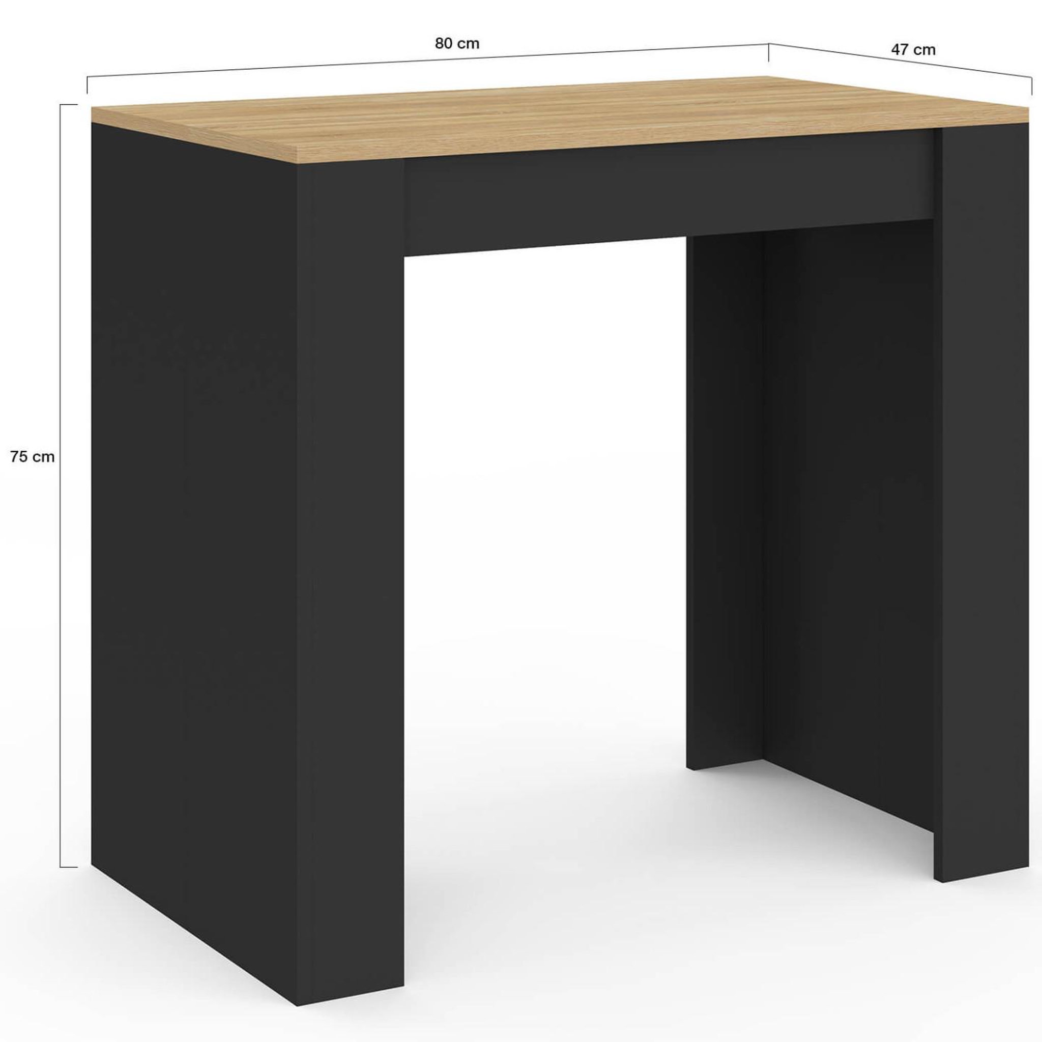 Voir la diapositive 6 : ID MARKET Table console extensible orlando 6 personnes 140 cm bois noir et façon hêtre