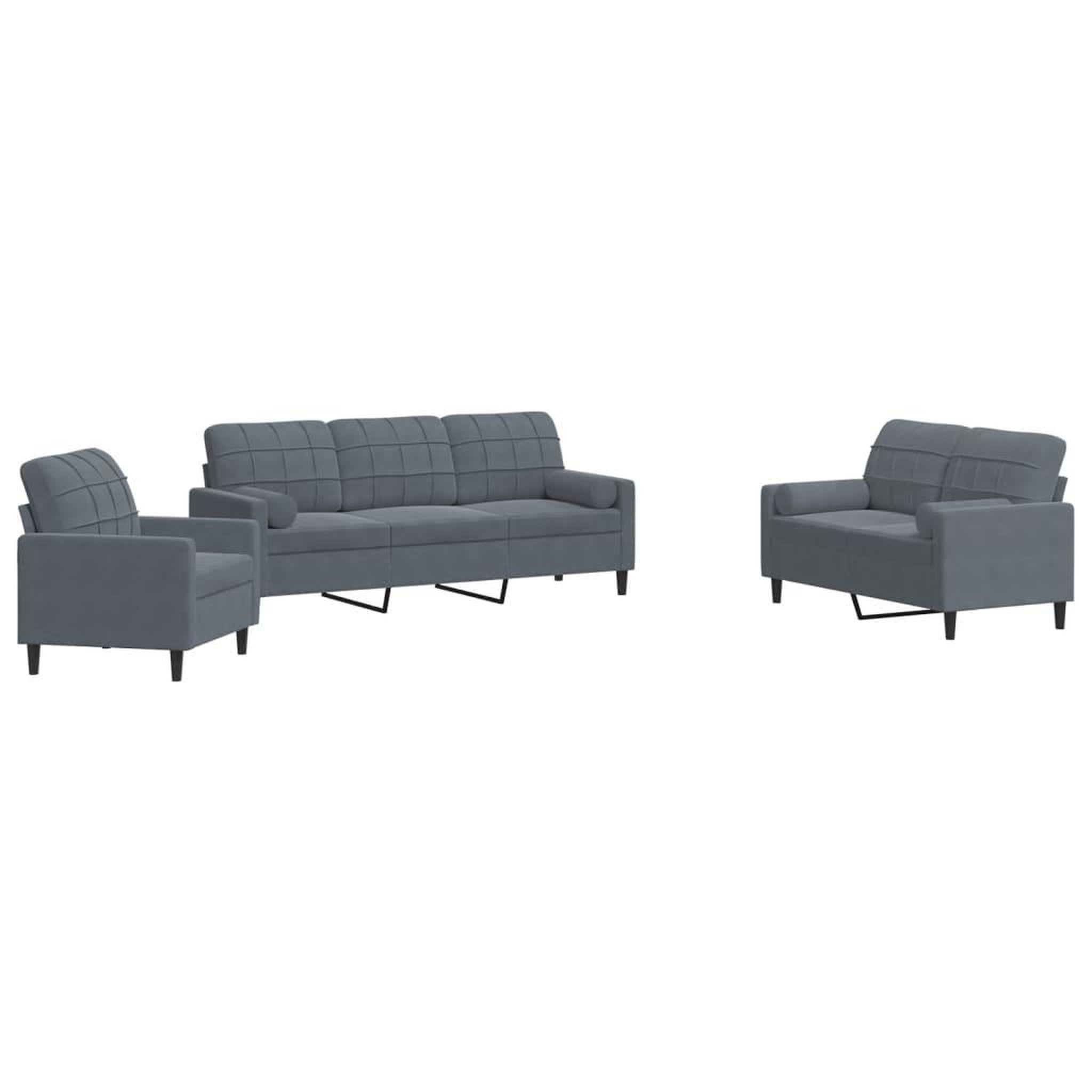 Voir la diapositive 2 : VIDAXL Ensemble de canapes 3 pcs avec coussins et traversins velours