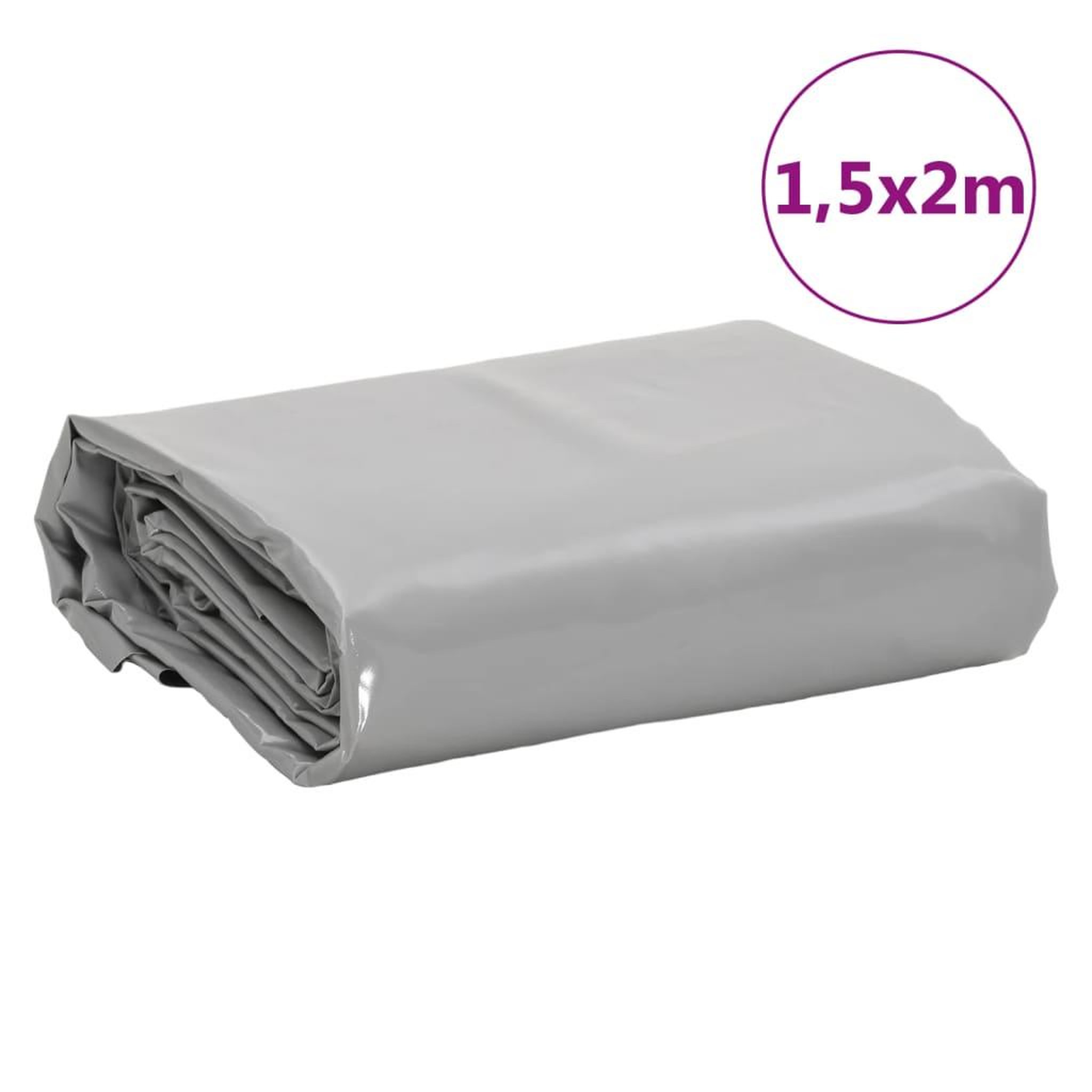 Voir la diapositive 6 : VIDAXL Bache gris 1,5x2 m 600 g/m²