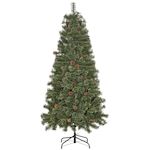 HOMCOM Sapin de Noël artificiel Ø 87 x 180H cm - 450 branches épines imitation Nordmann grand réalisme - 28 pommes de pin - métal PVC vert