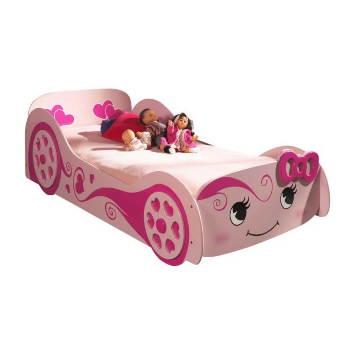 Paris Prix Pack - Lit Enfant & Matelas  Love  90x200cm Rose