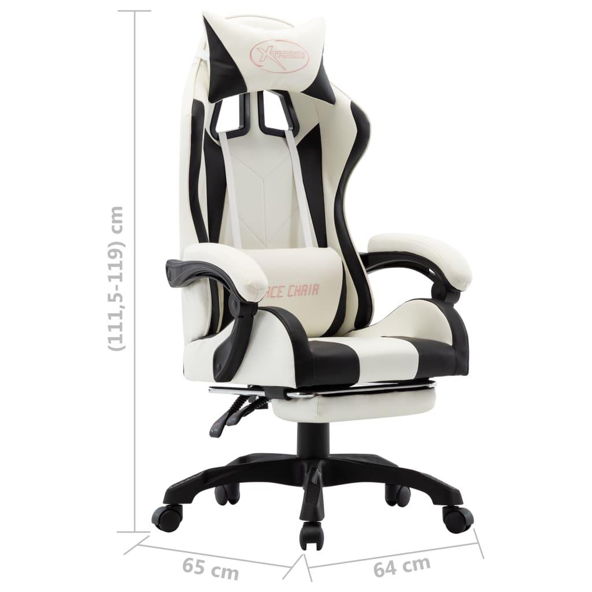 Voir la diapositive 6 : VIDAXL Fauteuil de jeux video et repose-pied Noir et blanc Similicuir