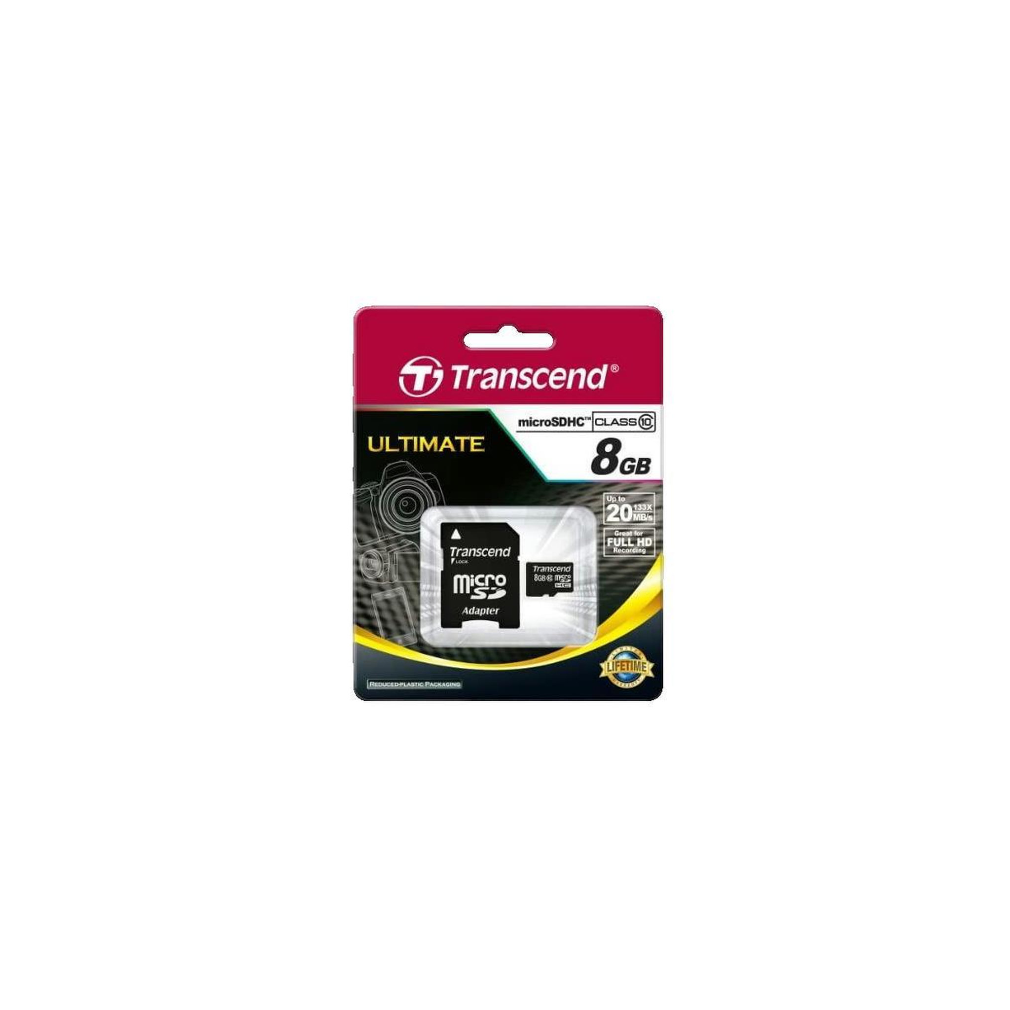 Voir la diapositive 3 : Transcend Carte mémoire Transcend microSDHC 8 Go Class 10