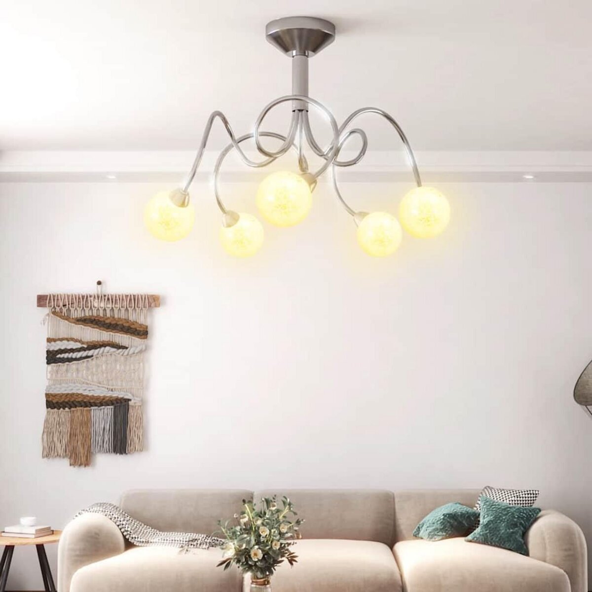 VIDAXL Plafonnier avec abat-jour ronds en verre pour 5 LED G9