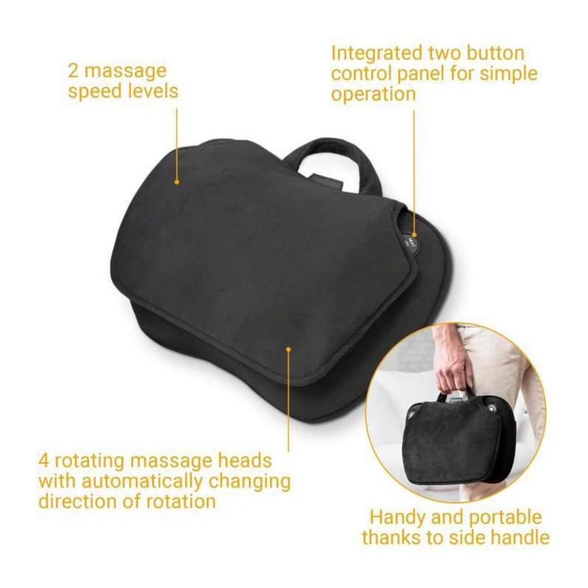 Medisana MEDISANA MC 850 - Coussin de massage Shiatsu epaules, dos, jambes et cou - 2 vitesses - Fonction chaleur - Rembourrage flexible