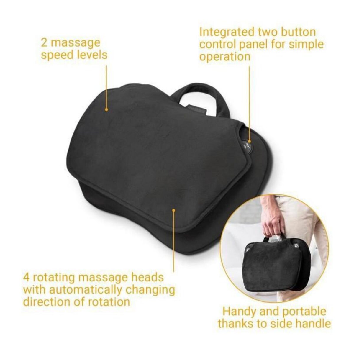 Medisana MEDISANA MC 850 - Coussin de massage Shiatsu epaules, dos, jambes et cou - 2 vitesses - Fonction chaleur - Rembourrage flexible